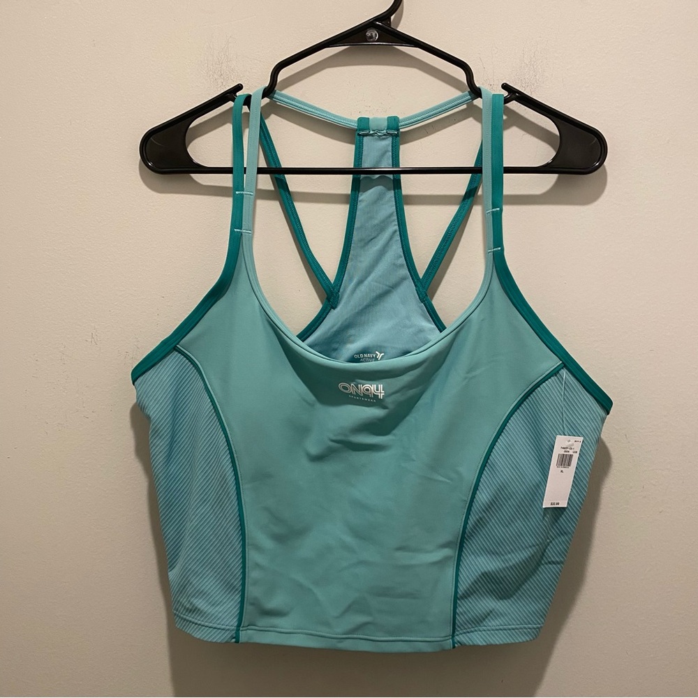 Old Navy Light Support PowerSoft Longline Sports Bra Teal Women’s Size XL NWT